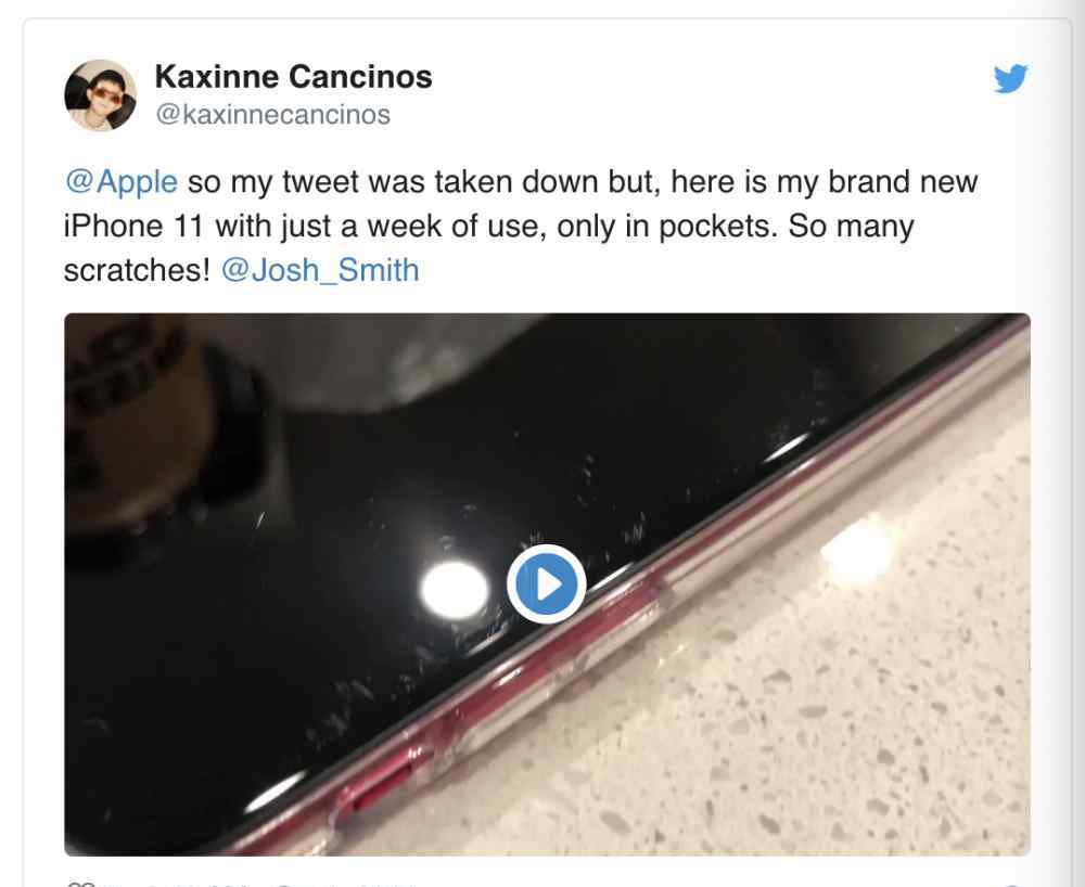 苹果屏幕贴膜 iPhone 11被证实屏幕脆弱易刮花 记得贴好膜再使用