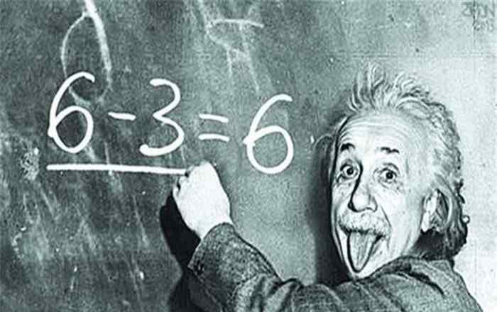老眼昏花 爱因斯坦老眼昏花还是开玩笑 为何写6-3＝6 其实我们错了