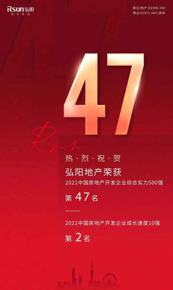 弘阳地产全国排名 2021中国房企综合实力TOP500发布 弘阳地产位列第47名